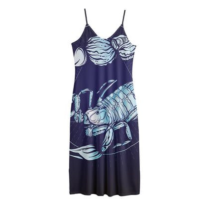 Astrological Scorpio Sign Print Jersey Midi Cami Dress