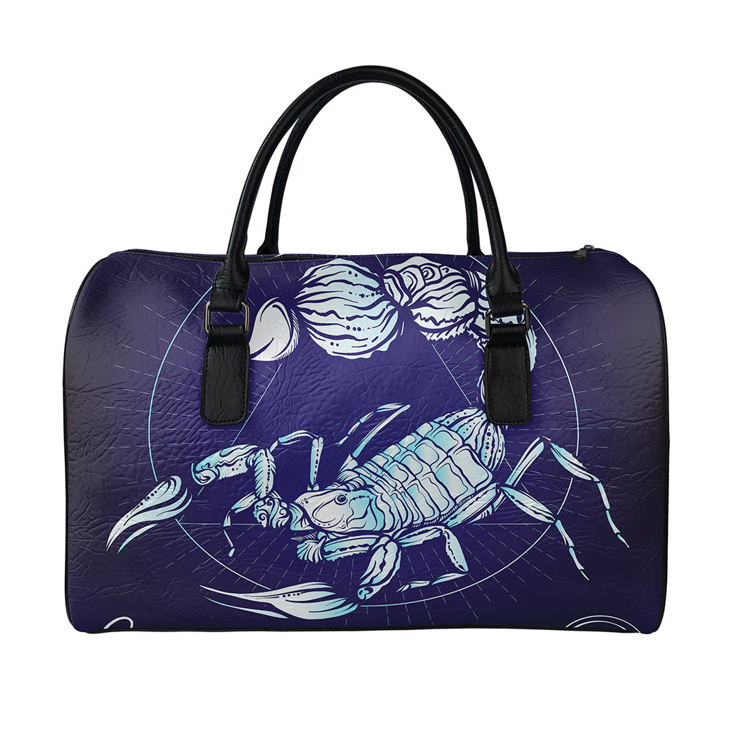 Astrological Scorpio Sign Print Leather Duffle Bag