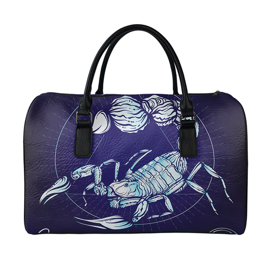 Astrological Scorpio Sign Print Leather Duffle Bag