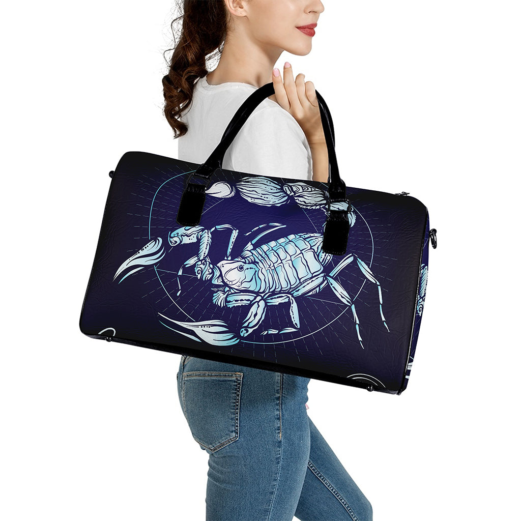 Astrological Scorpio Sign Print Leather Duffle Bag