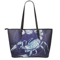 Astrological Scorpio Sign Print Leather Tote Bag With Zipper