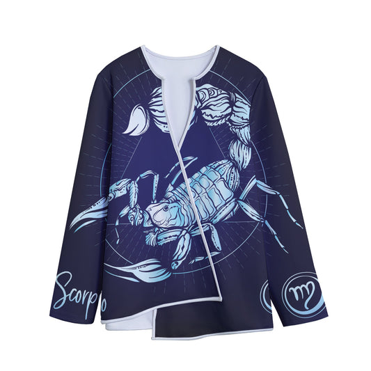 Astrological Scorpio Sign Print Long Sleeve Short Coat