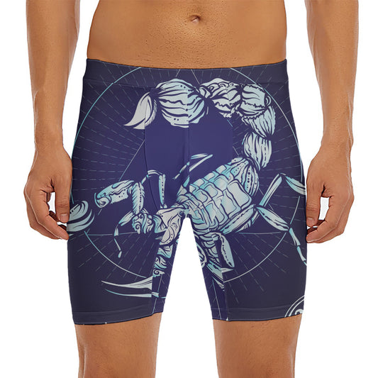 Astrological Scorpio Sign Print Men's Long Boxer Briefs