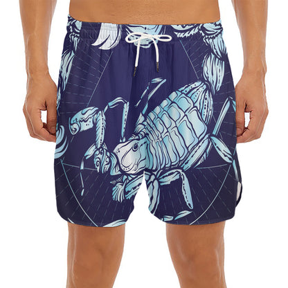 Astrological Scorpio Sign Print Men's Split Running Shorts