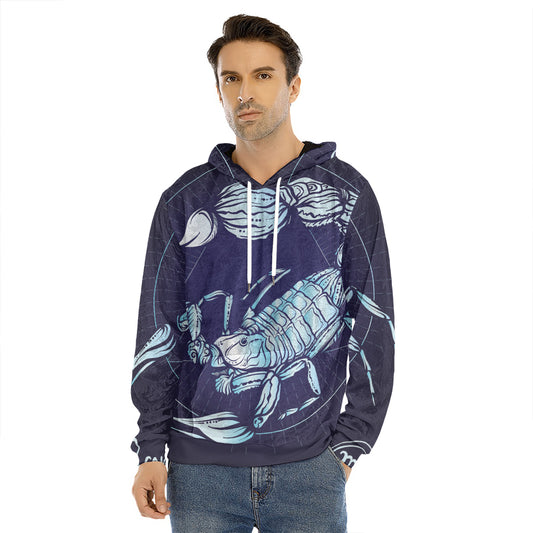 Astrological Scorpio Sign Print Men's Velvet Pullover Hoodie