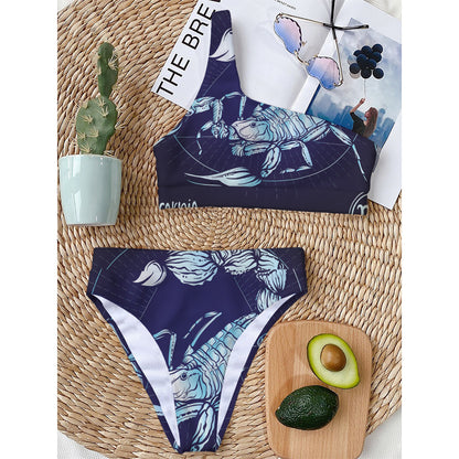 Astrological Scorpio Sign Print One Shoulder Bikini Top