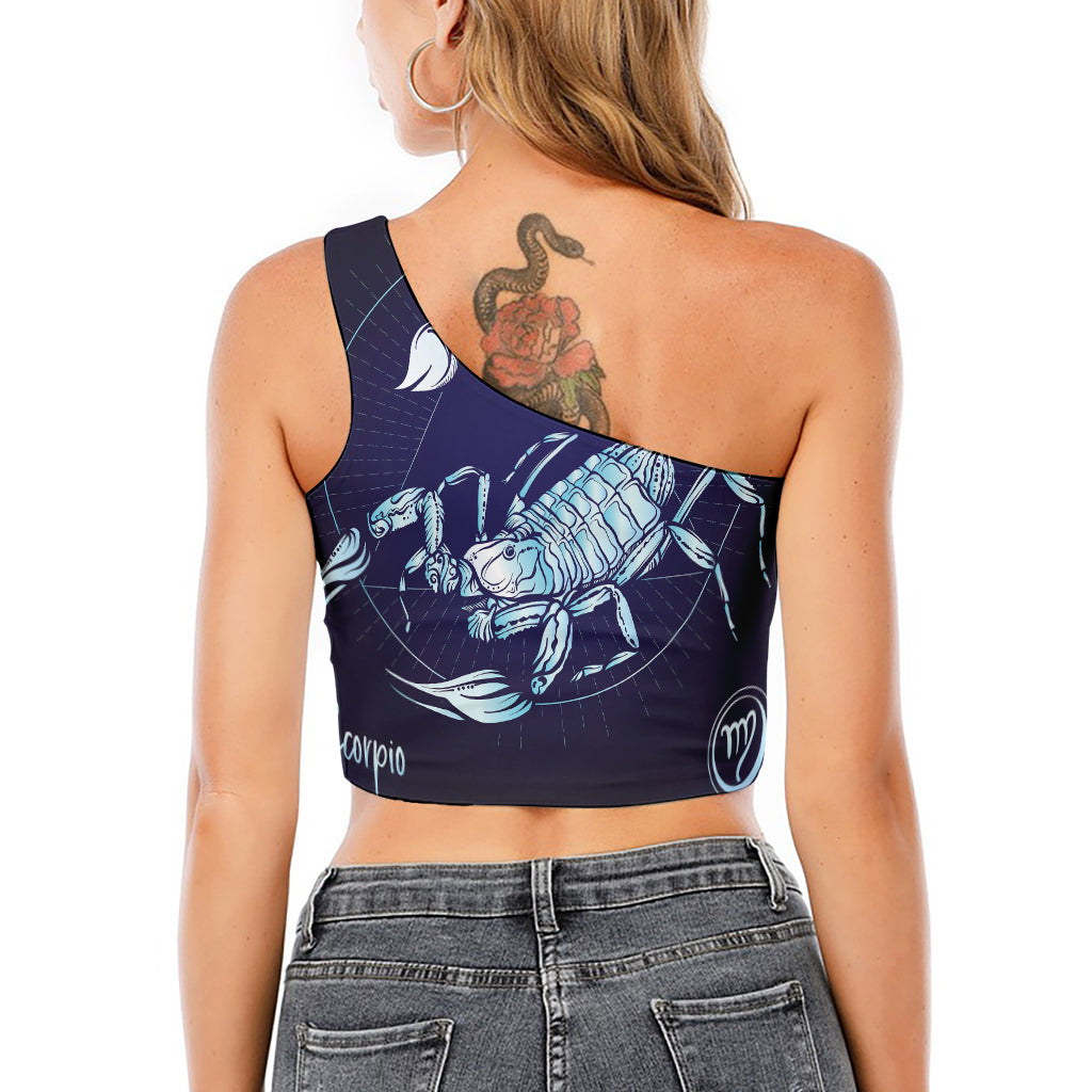 Astrological Scorpio Sign Print One Shoulder Crop Top
