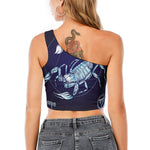 Astrological Scorpio Sign Print One Shoulder Crop Top