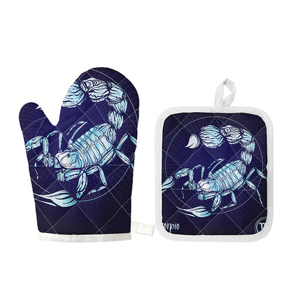Astrological Scorpio Sign Print Oven Mitt And Pot Holder Set