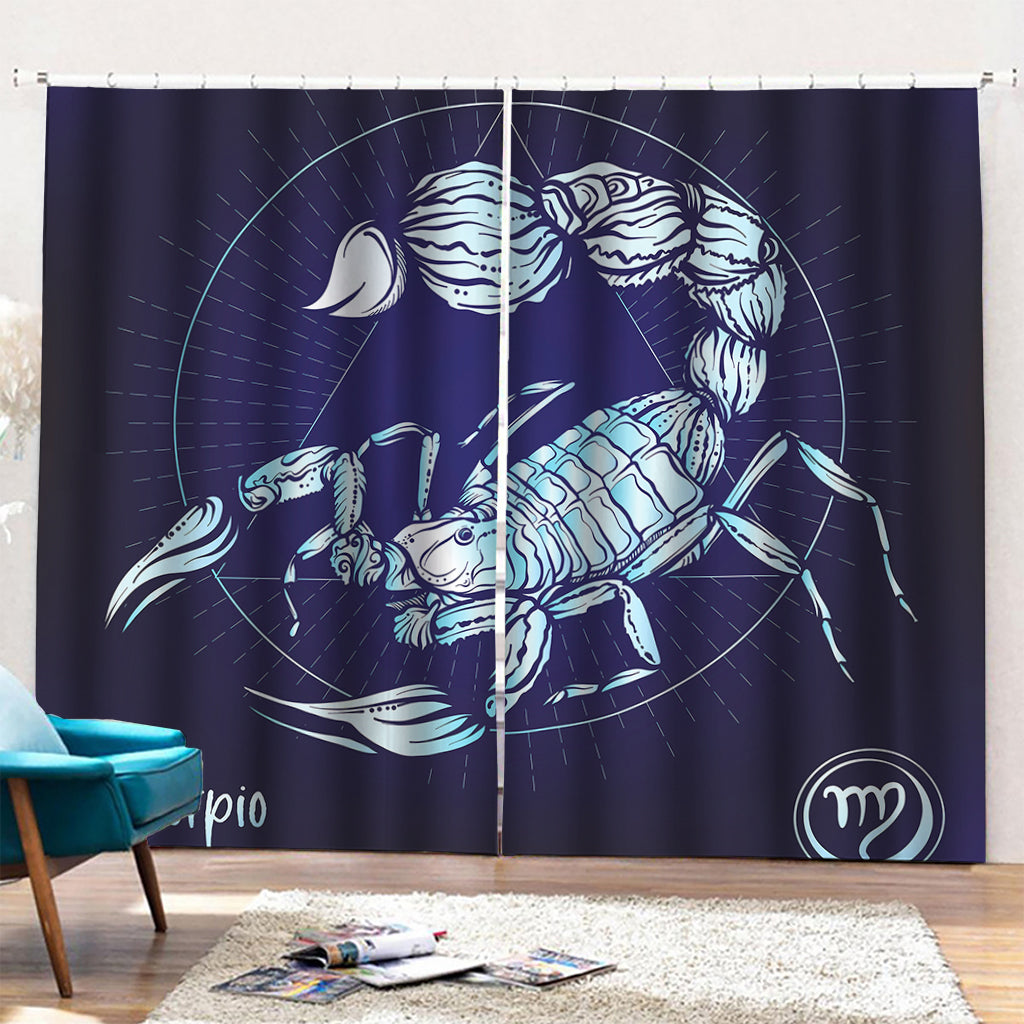 Astrological Scorpio Sign Print Pencil Pleat Curtains