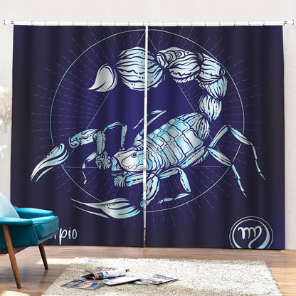 Astrological Scorpio Sign Print Pencil Pleat Curtains
