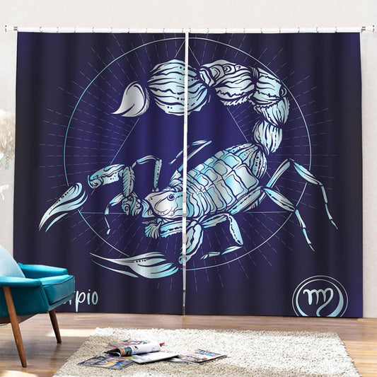 Astrological Scorpio Sign Print Pencil Pleat Curtains