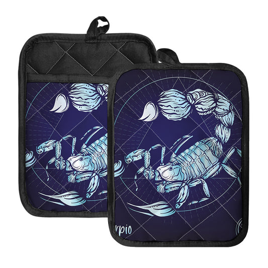 Astrological Scorpio Sign Print Pot Holders With Pocket