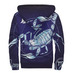 Astrological Scorpio Sign Print Sherpa Lined Zip Up Hoodie