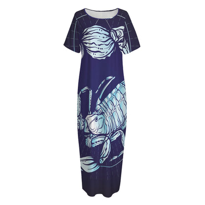 Astrological Scorpio Sign Print Short Sleeve Long Nightdress