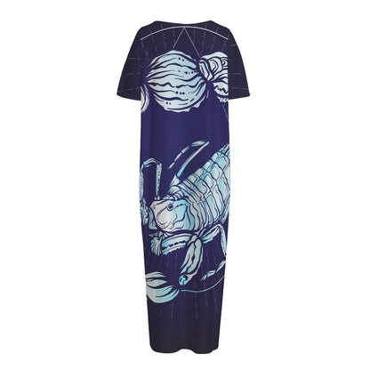Astrological Scorpio Sign Print Short Sleeve Long Nightdress
