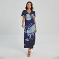 Astrological Scorpio Sign Print Short Sleeve Maxi Dress