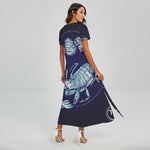 Astrological Scorpio Sign Print Short Sleeve Maxi Dress