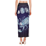 Astrological Scorpio Sign Print Side Slit Maxi Skirt