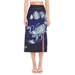 Astrological Scorpio Sign Print Side Slit Midi Skirt