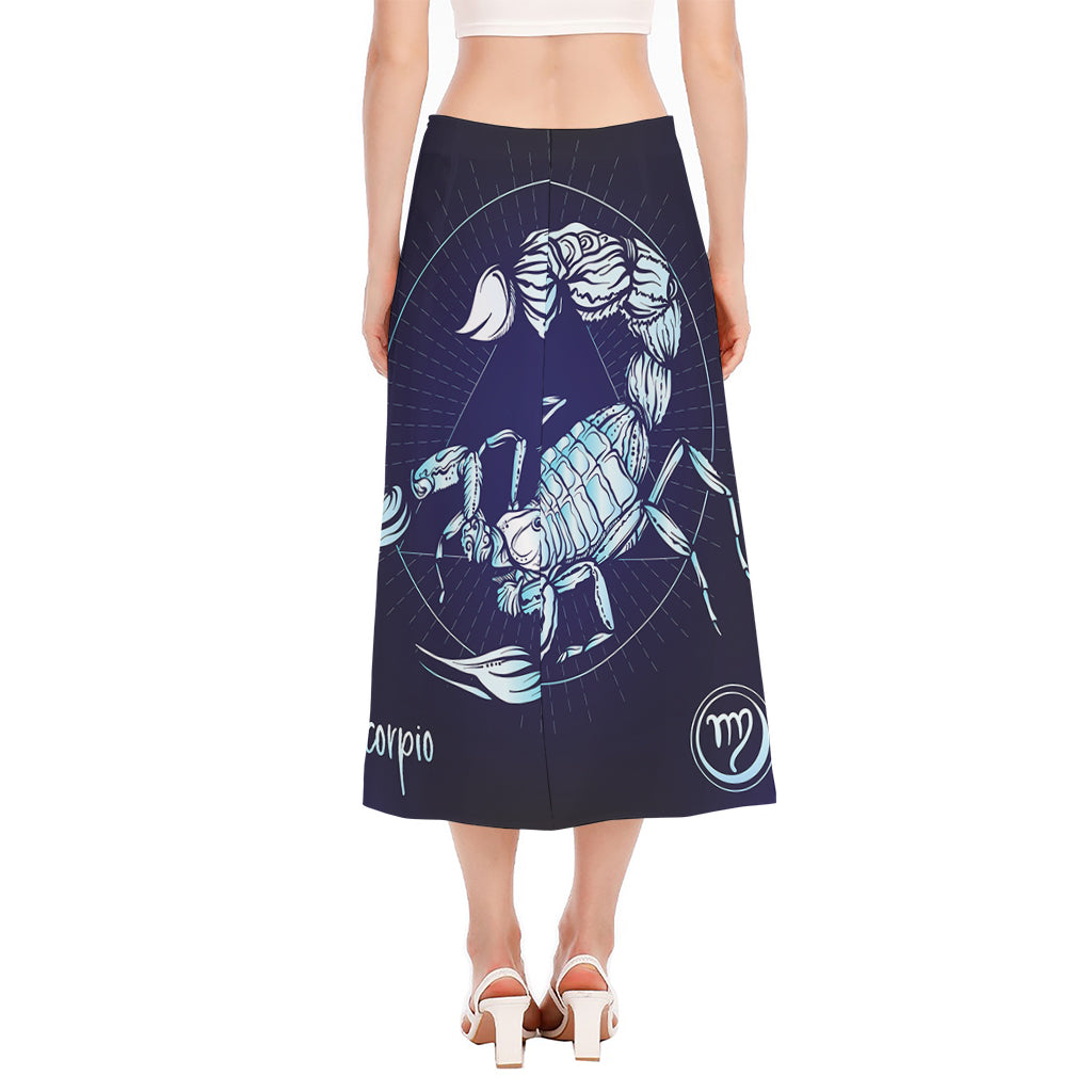 Astrological Scorpio Sign Print Side Slit Midi Skirt