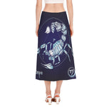 Astrological Scorpio Sign Print Side Slit Midi Skirt
