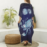 Astrological Scorpio Sign Print Silk V-Neck Kaftan Dress