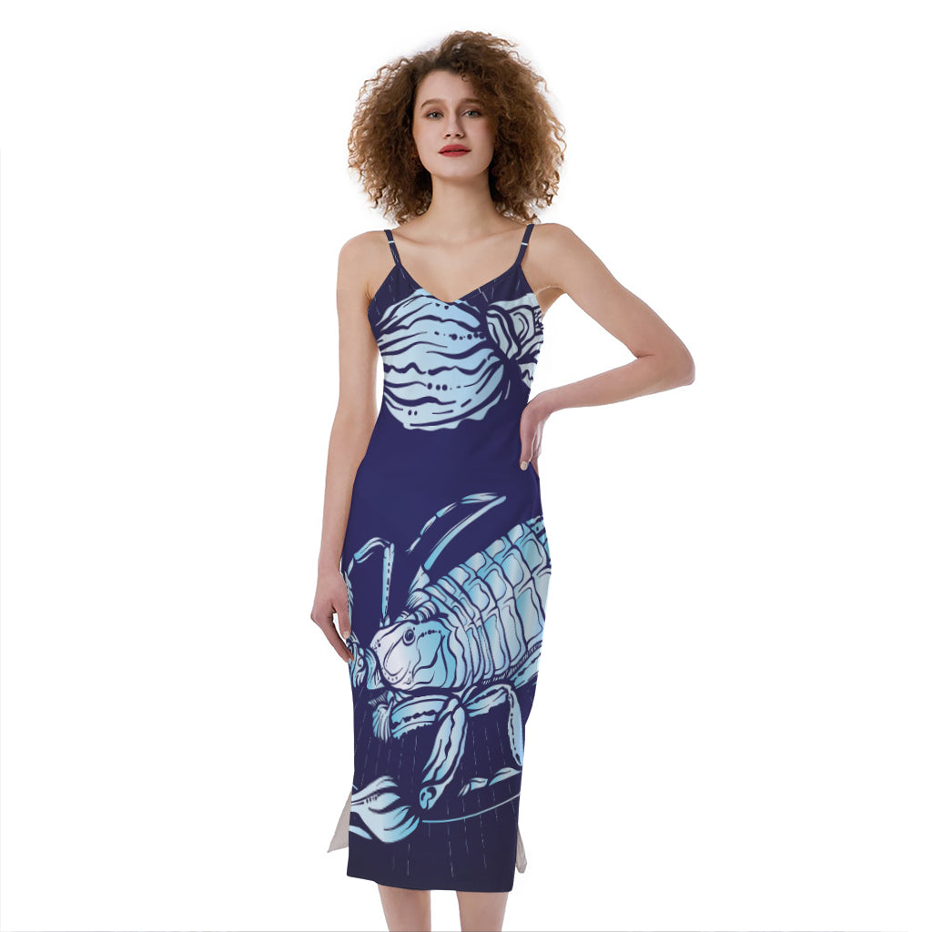Astrological Scorpio Sign Print Slim Fit Midi Cami Dress
