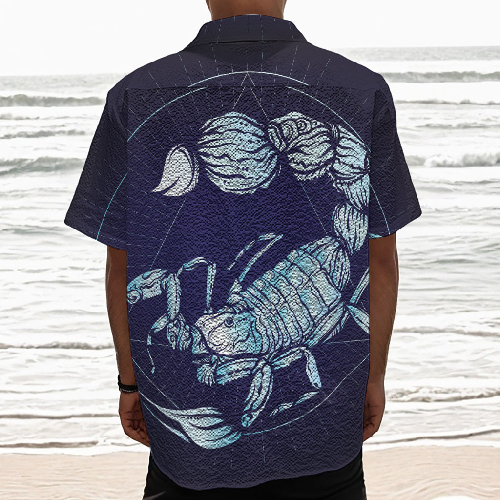 Astrological Scorpio Sign Print Textured Short Sleeve Shirt