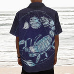 Astrological Scorpio Sign Print Textured Short Sleeve Shirt