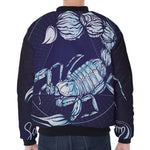 Astrological Scorpio Sign Print Zip Sleeve Bomber Jacket