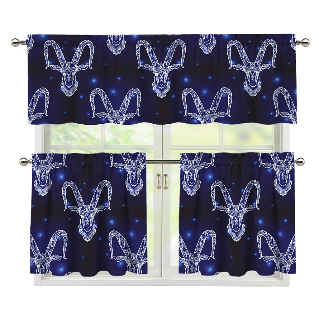 Astrology Capricorn Sign Print 3 Piece Kitchen Curtains