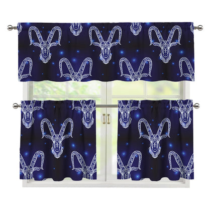 Astrology Capricorn Sign Print 3 Piece Kitchen Curtains