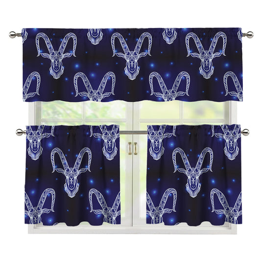 Astrology Capricorn Sign Print 3 Piece Kitchen Curtains