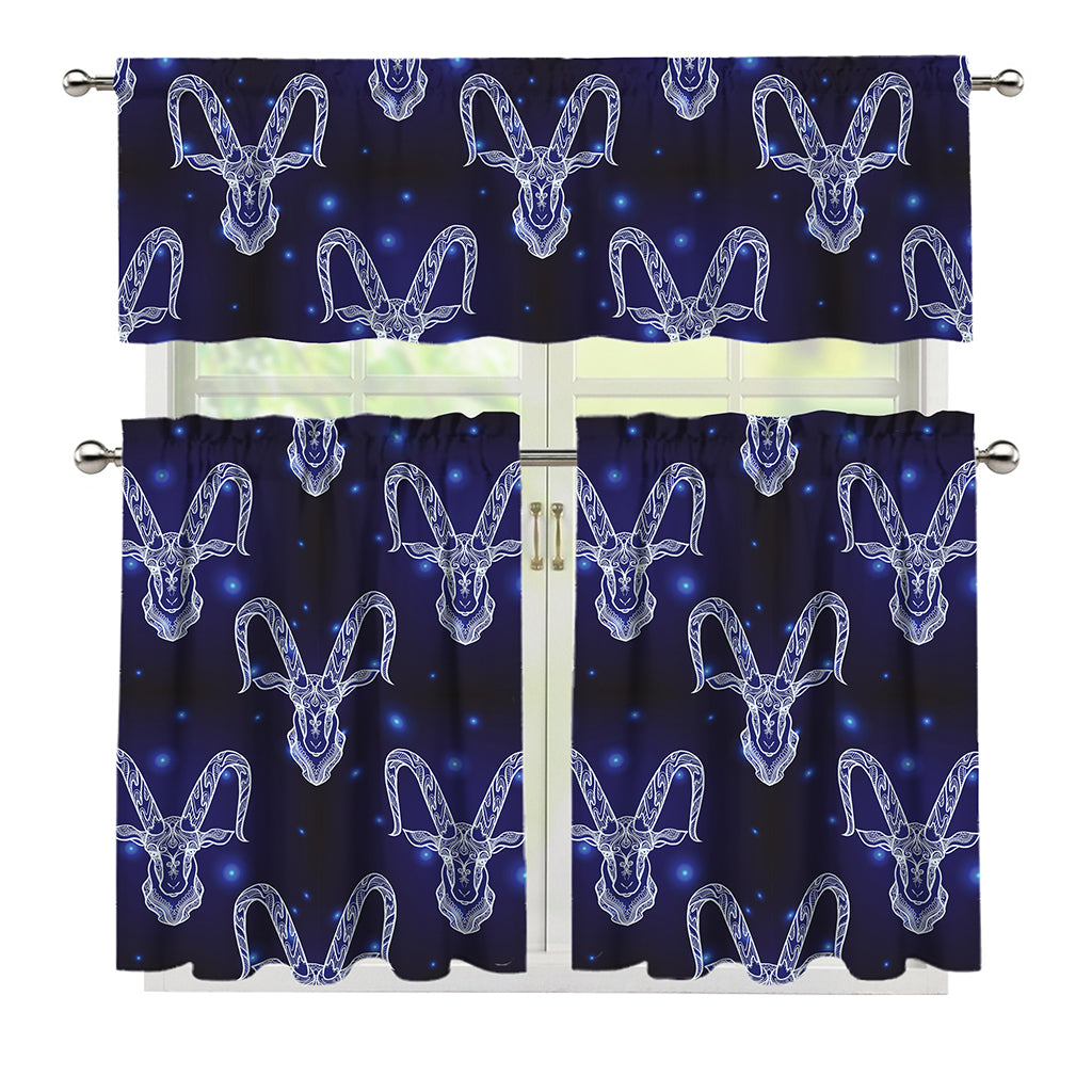 Astrology Capricorn Sign Print 3 Piece Kitchen Curtains