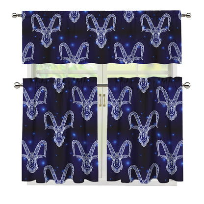 Astrology Capricorn Sign Print 3 Piece Kitchen Curtains