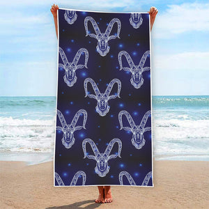 Astrology Capricorn Sign Print Beach Towel