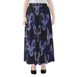 Astrology Capricorn Sign Print Chiffon Maxi Skirt