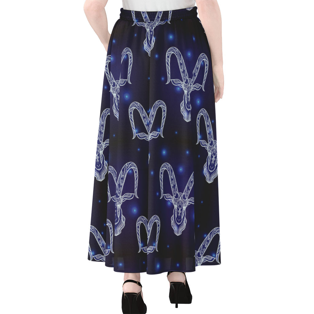 Astrology Capricorn Sign Print Chiffon Maxi Skirt