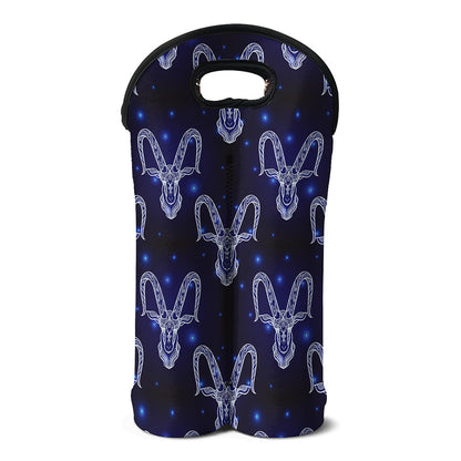 Astrology Capricorn Sign Print Double Neoprene Wine Tote