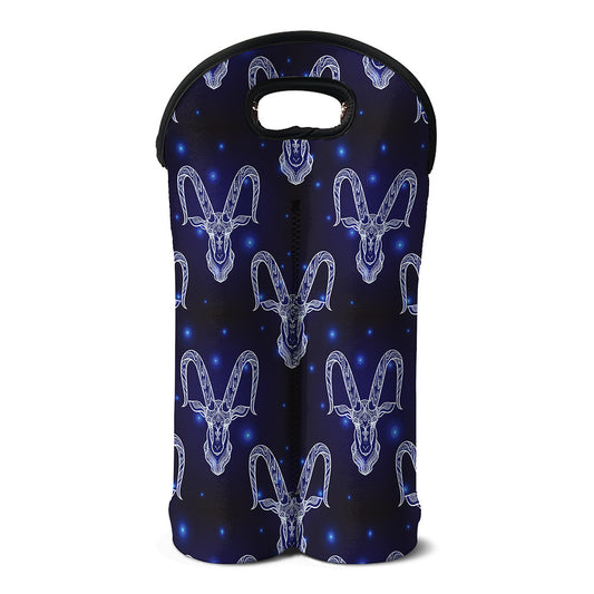 Astrology Capricorn Sign Print Double Neoprene Wine Tote