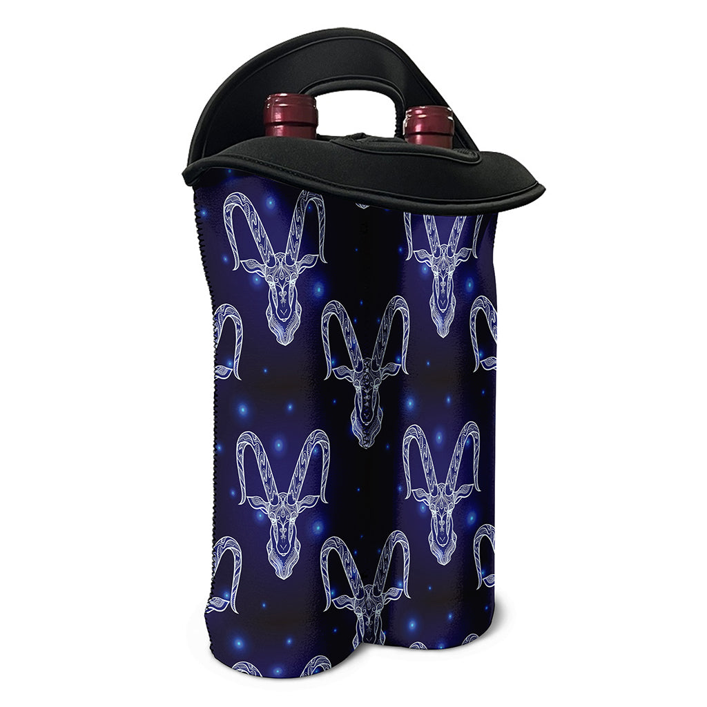 Astrology Capricorn Sign Print Double Neoprene Wine Tote