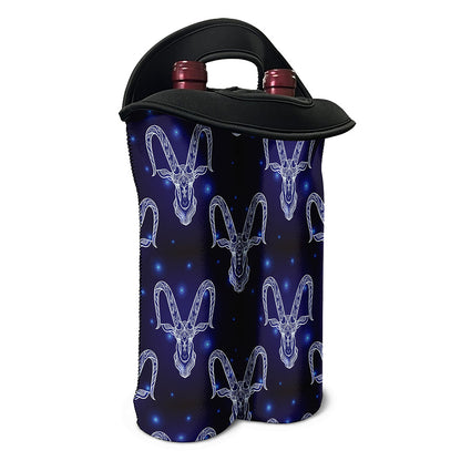 Astrology Capricorn Sign Print Double Neoprene Wine Tote