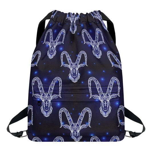 Astrology Capricorn Sign Print Drawstring Backpack