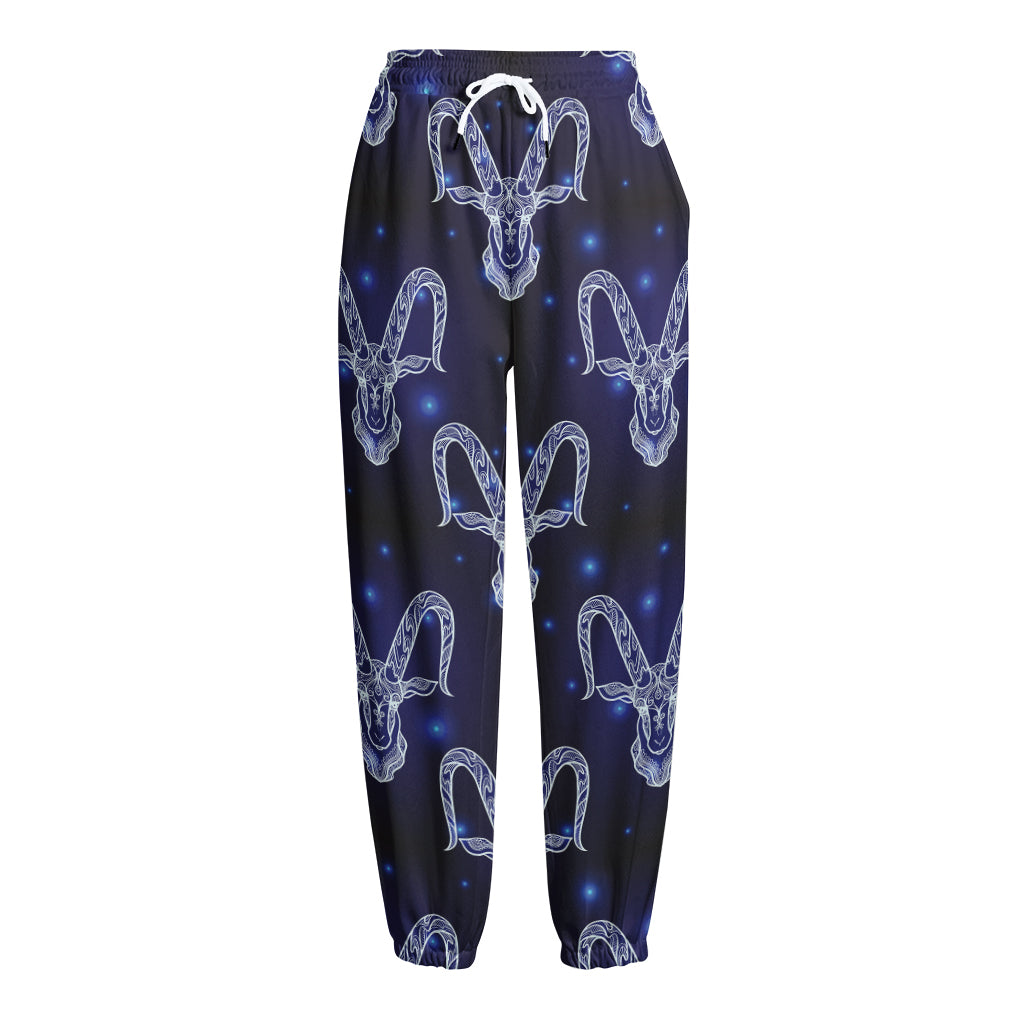 Astrology Capricorn Sign Print Fleece Lined Knit Pants