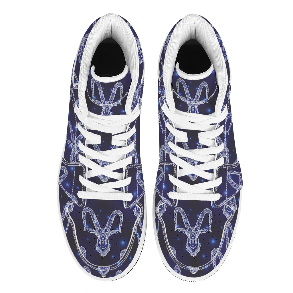 Astrology Capricorn Sign Print High Top Leather Sneakers
