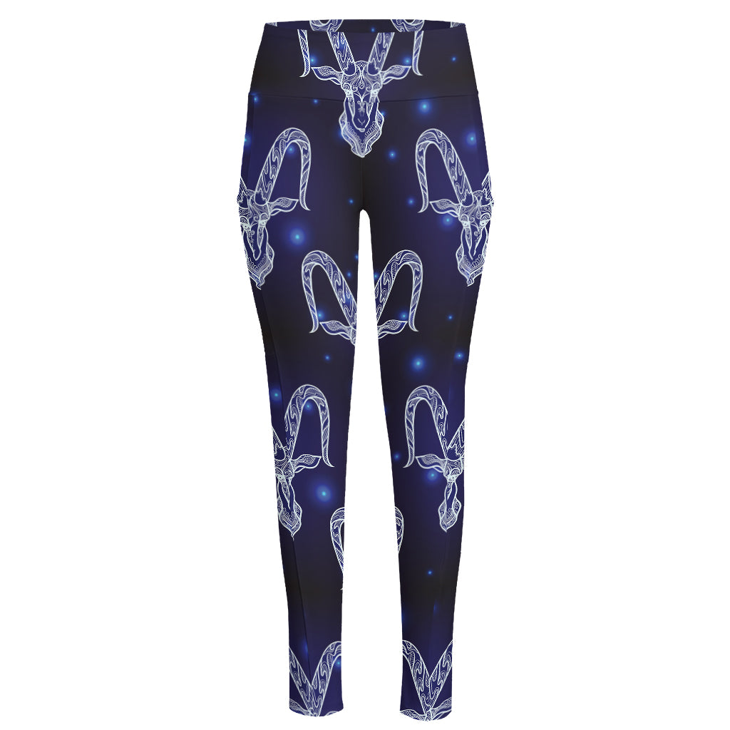 Astrology Capricorn Sign Print High-Waisted Pocket Leggings