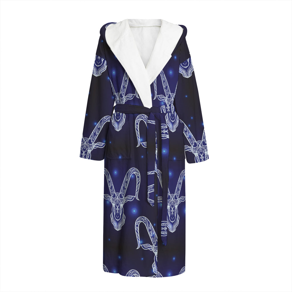 Astrology Capricorn Sign Print Hooded Bathrobe