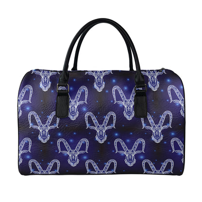 Astrology Capricorn Sign Print Leather Duffle Bag