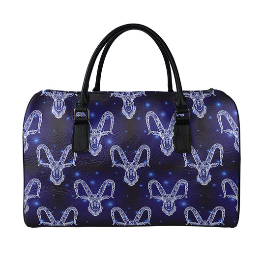 Astrology Capricorn Sign Print Leather Duffle Bag